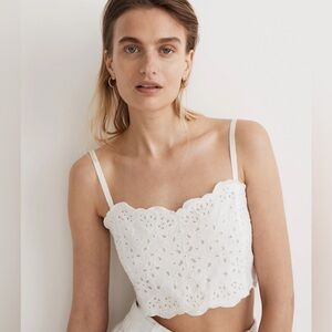 Madewell Eyelet Linen Blend Crop Tank